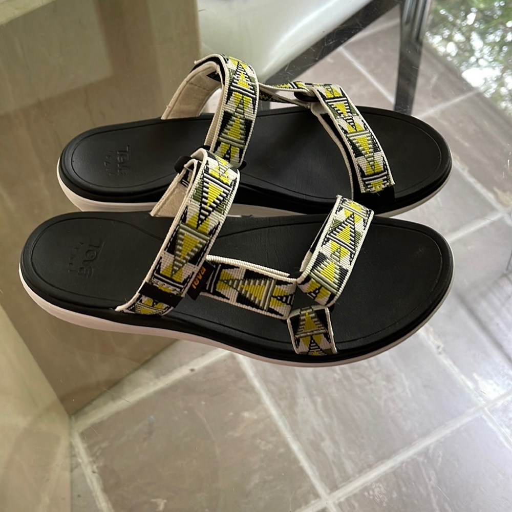 Teva Black and Yellow Patterned Sandals